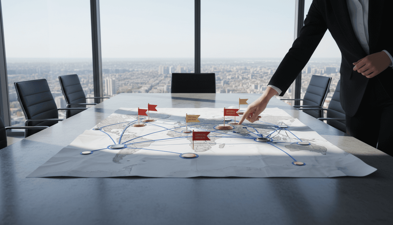 Strategic planning map showing global battery materials supply chain routes